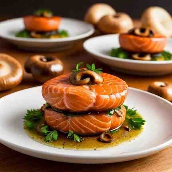 Кольца из лосося с шампиньонами